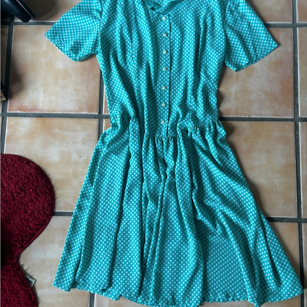 Polka Dot Green Dress
